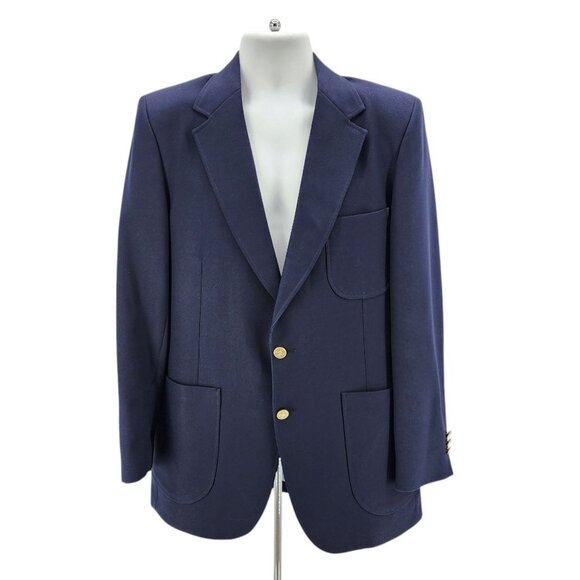 Vintage Johnny Carson Tailored For Joslins Navy Blue Sport Coat Blazer Mens 42 - Picture 13 of 13